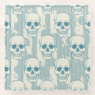 Posavasos De Vidrio Motif De Calavera: Patrón De Mano Libre Sin Marea