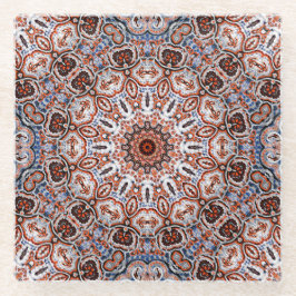 Posavasos De Vidrio Motivo de Mandala de Tonos Neutros
