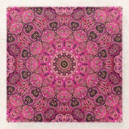 Posavasos De Vidrio Motivo de Mandala Rosa Elegante