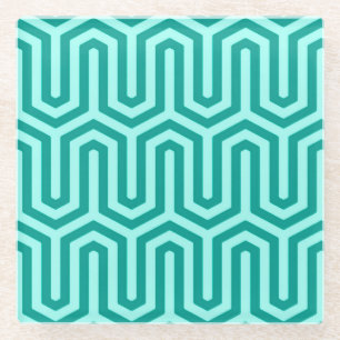 Posavasos De Vidrio Motivo egipcio deco - turquesa y agua