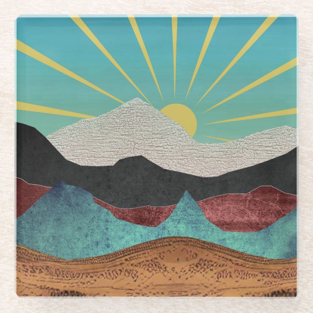 Posavasos De Vidrio Mountain Fantasy Sunrise (Anverso)