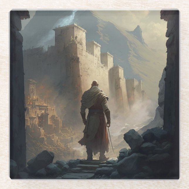 Posavasos De Vidrio Mountain Town Siege (Anverso)