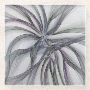 Posavasos De Vidrio Movimientos de filigrana abstracto moderno fractal