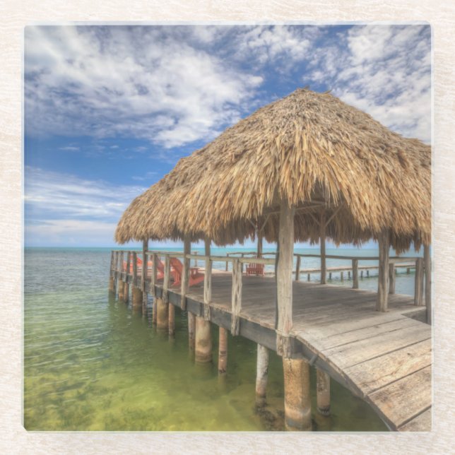 Posavasos De Vidrio Muelle del Caribe (Anverso)