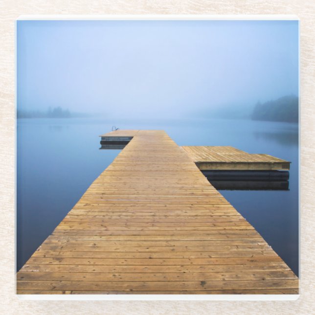 Posavasos De Vidrio Muelle en el lago (Anverso)