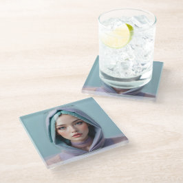 Posavasos De Vidrio Mujer de arte de arena con facetas