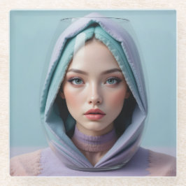 Posavasos De Vidrio Mujer de arte de arena con facetas