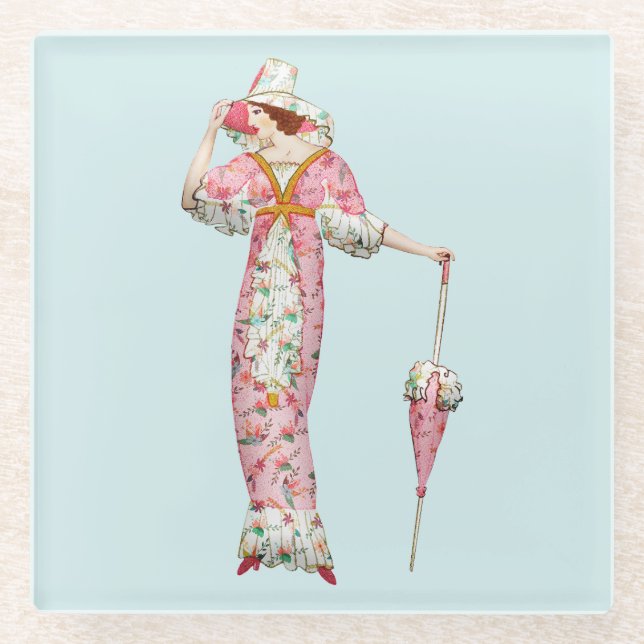 Posavasos De Vidrio Mujer de la época del siglo XIX (Anverso)