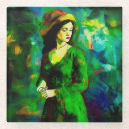 Posavasos De Vidrio Mujer en Gorra