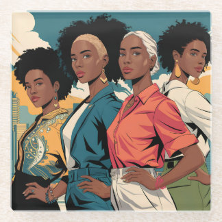 Posavasos De Vidrio Mujeres empoderadas en la moda urbana