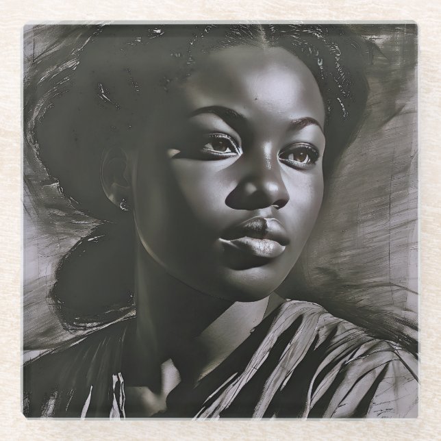 Posavasos De Vidrio Mujeres "Jazmín" En El Carbón (Anverso)