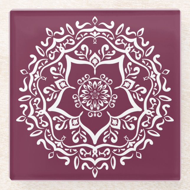 Posavasos De Vidrio Mulberry Mandala (Anverso)