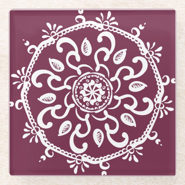 Posavasos De Vidrio Mulberry Mandala (Anverso)