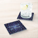 Posavasos De Vidrio Multiverso<br><div class="desc">Una imagen fractal púrpura,  azul y rosa; una representación artística de la teoría de universos múltiples. Personalizar agregando su propio texto. Puede cambiar el tipo de letra y el color del texto.</div>