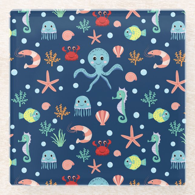 Posavasos De Vidrio Mundo del Mar (Anverso)