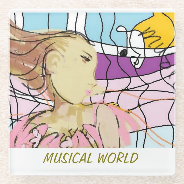 Posavasos De Vidrio Mundo musical (Anverso)