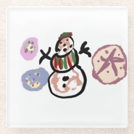 Posavasos De Vidrio Muñeco de nieve dulce