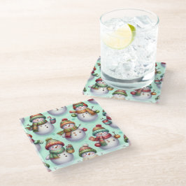 Posavasos De Vidrio Muñecos de nieve tontos