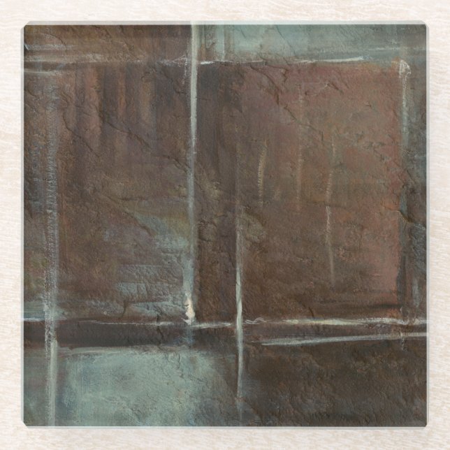 Posavasos De Vidrio Muro de ladrillo rojo y gris (Anverso)