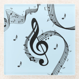 Posavasos De Vidrio Música Climactic G Clef Blue