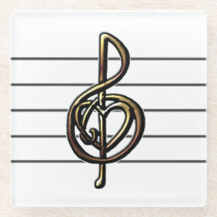 Posavasos De Vidrio Música cordial Treble Clef con personal