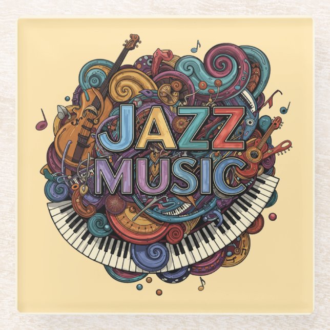 Posavasos De Vidrio Música de jazz (Anverso)