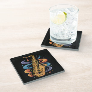 Posavasos De Vidrio Música de Saxofón Colorida Flujo Jazz Instrumento