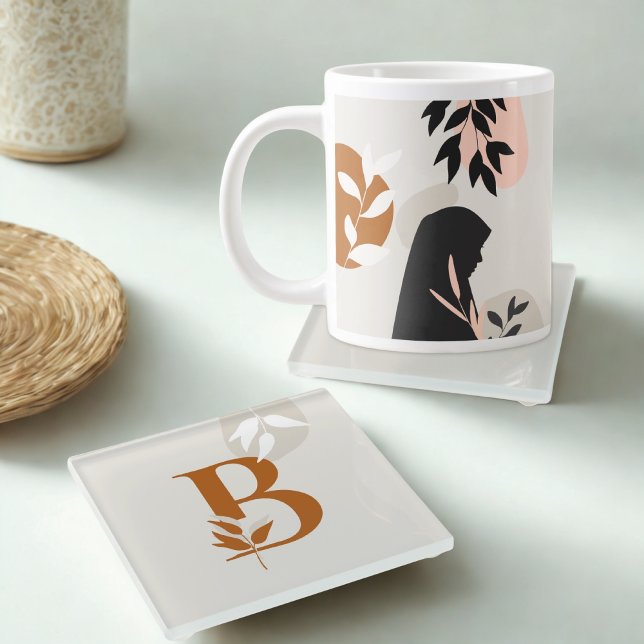 Posavasos De Vidrio Muslim Woman Monogram Glass Coaster Boho Hijabi (Subido por el creador)