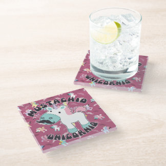 Posavasos De Vidrio ¡Mustachio Unicornio!