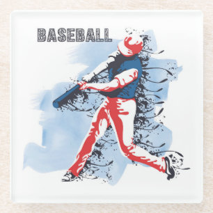 Posavasos De Vidrio Muy Guay y un jugador de béisbol colorido se balan