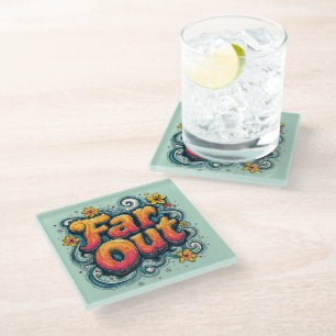Posavasos De Vidrio Muy Lejano Retro Groovy Psicodélico Hippie de los