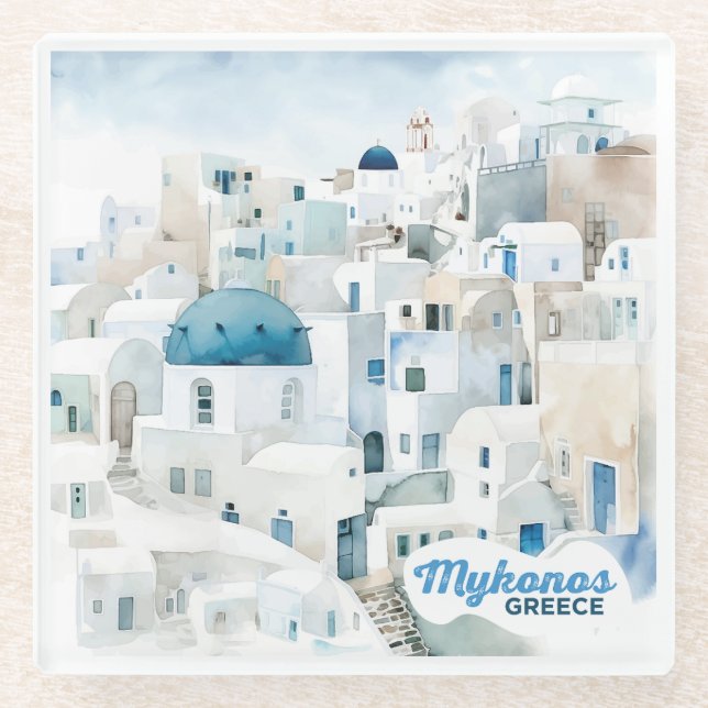 Posavasos De Vidrio Mykonos Grecia (Anverso)