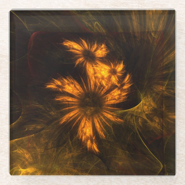 Posavasos De Vidrio Mystique Garden Resumen Arte (Anverso)