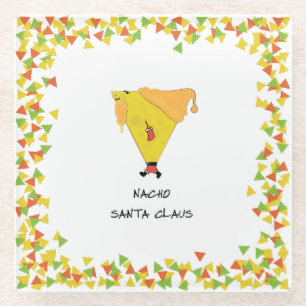 Posavasos De Vidrio Nacho Santa con chile