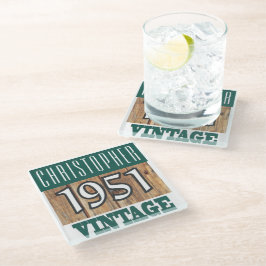 Posavasos De Vidrio Nacido en 1951 Vintage