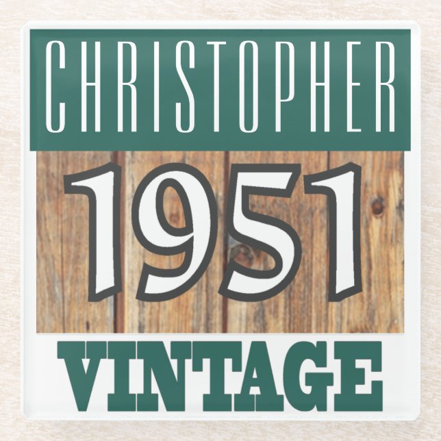 Posavasos De Vidrio Nacido en 1951 Vintage (Anverso)