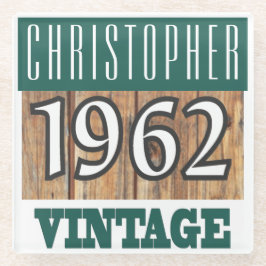 Posavasos De Vidrio Nacido en 1962. Nombre y año en una montaña rusa d