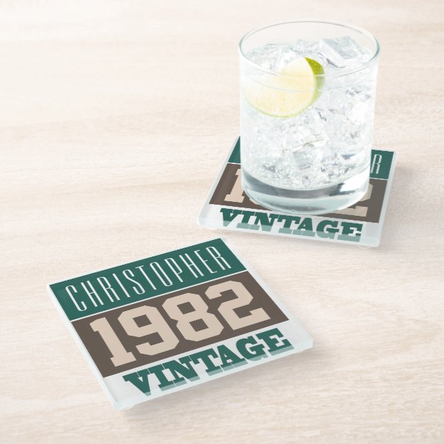 Posavasos De Vidrio Nacido en 1982, regalo personalizado (Angular)