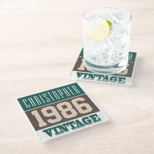 Posavasos De Vidrio Nacido en 1986, regalo personalizado