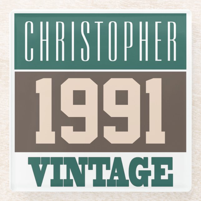 Posavasos De Vidrio Nacido en 1991 con nombre cristiano en (Anverso)