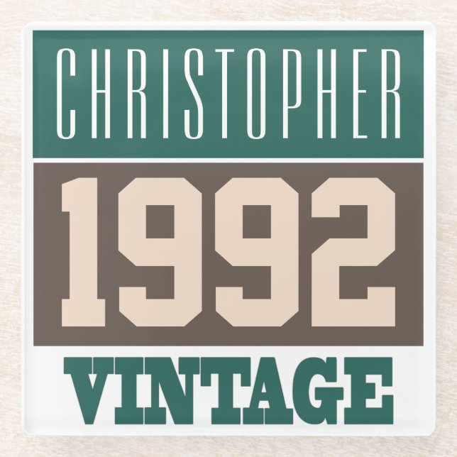 Posavasos De Vidrio Nacido en 1992 con nombre cristiano (Anverso)