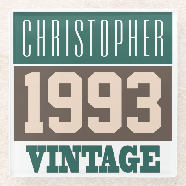 Posavasos De Vidrio Nacido en 1993 con nombre cristiano (Anverso)