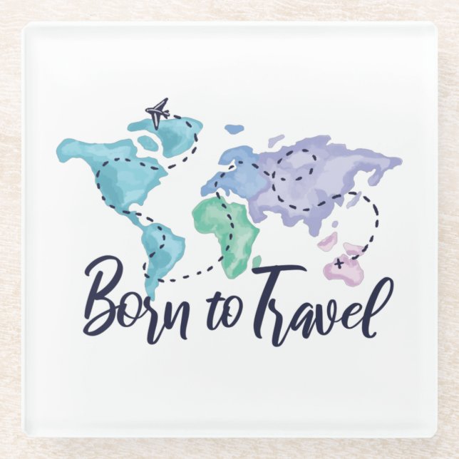 Posavasos De Vidrio Nacido para viajar (Anverso)