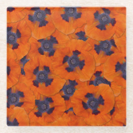 Posavasos De Vidrio Naranja de escarlata Poppy patrón sin soldadura