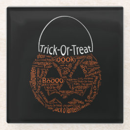 Posavasos De Vidrio Naranja de tipografía de calabaza de Halloween Neg
