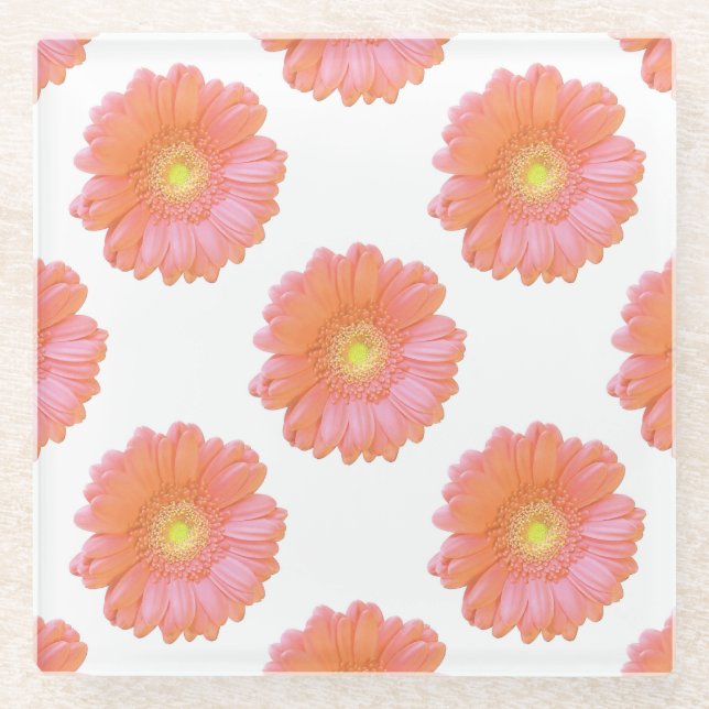 Posavasos De Vidrio Naranja gerbera daisy (Anverso)