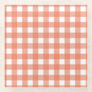 Posavasos De Vidrio Naranja gingham