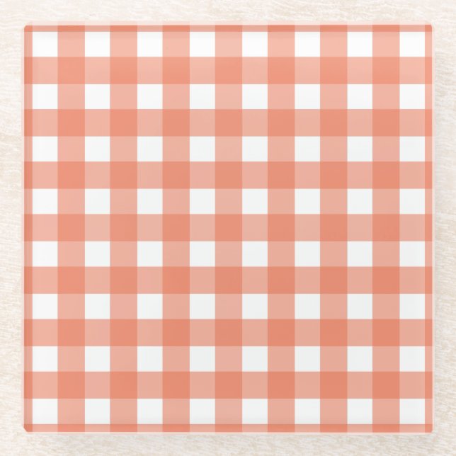 Posavasos De Vidrio Naranja gingham (Anverso)