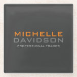 Posavasos De Vidrio Naranja Gris moderno Texto negrita Nombre Minimali<br><div class="desc">Diseños modernos y sencillos Minimalistas. Todos son simples,  atractivos,  únicos.</div>