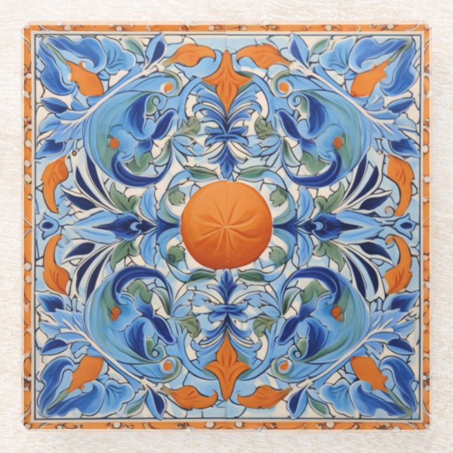 Posavasos De Vidrio Naranja Grove (Anverso)